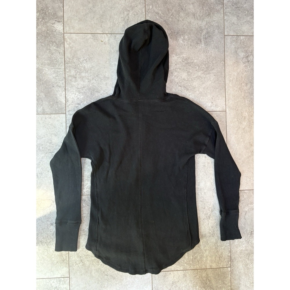 Abercrombie & Fitch Waffle Knit Hoodie Women's Medium Black Bella Swan Layering - Picture 2 of 6